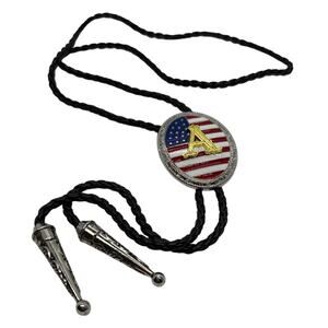 Rodeo Bolo Western Cowboy/Cowgirl Black Leather Necktie Initial A